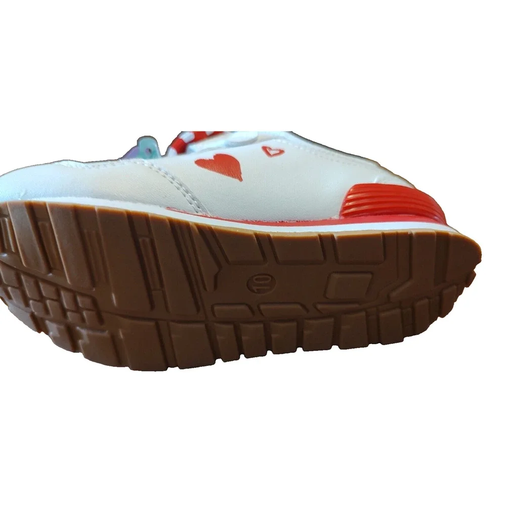 DISNEY JUNIOR Minnie Mouse White Sneakers Size 10 Red Bow‎ NWOB